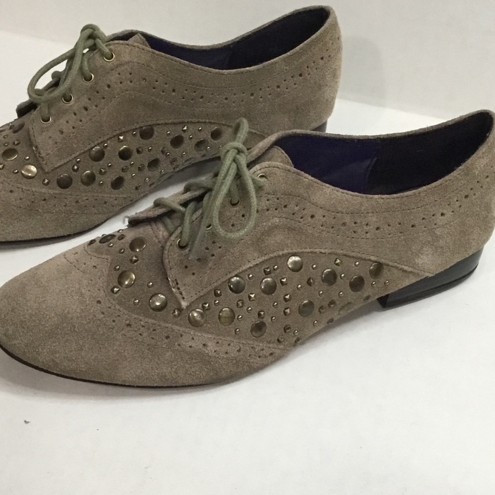Libby Edelm Raina Suede Lace Up Studded Flats - Picture 3 of 11